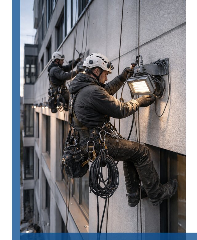 Монтаж фасадного освещения в Карпинске установка и подключение