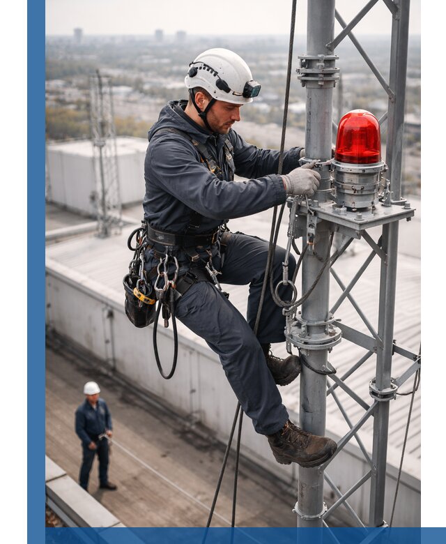 Монтаж заградительных огней и обслуживание объектов в Карпинске