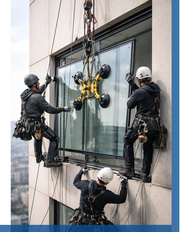 Монтаж стеклопакетов на высоте в Карпинске от 3286 р. | ВЫСОТНИК-Кпн