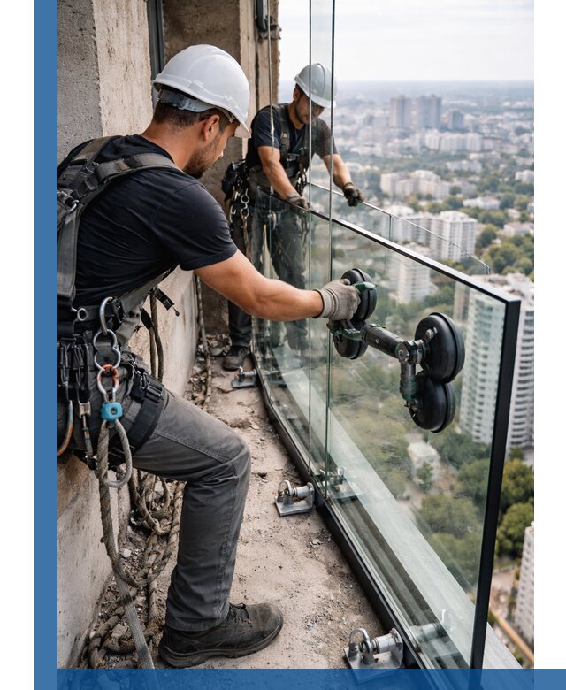 Монтаж стеклянных ограждений под ключ с гарантией в Карпинске