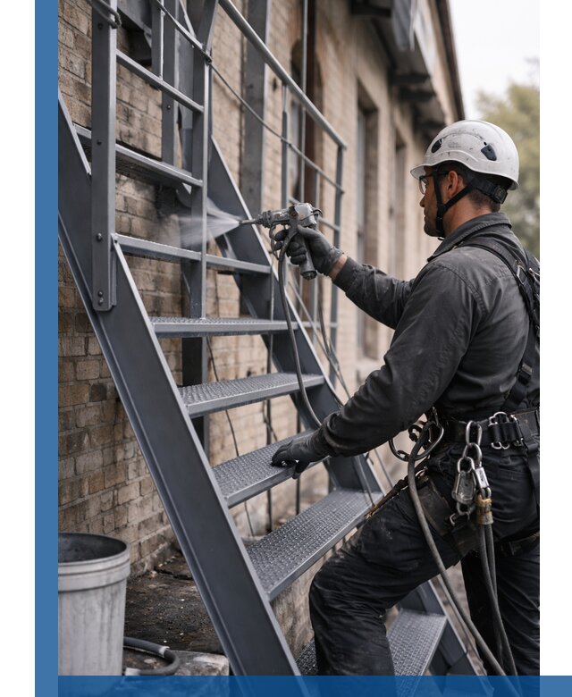 Покраска и антикоррозионная защита пожарных лестниц в Карпинске