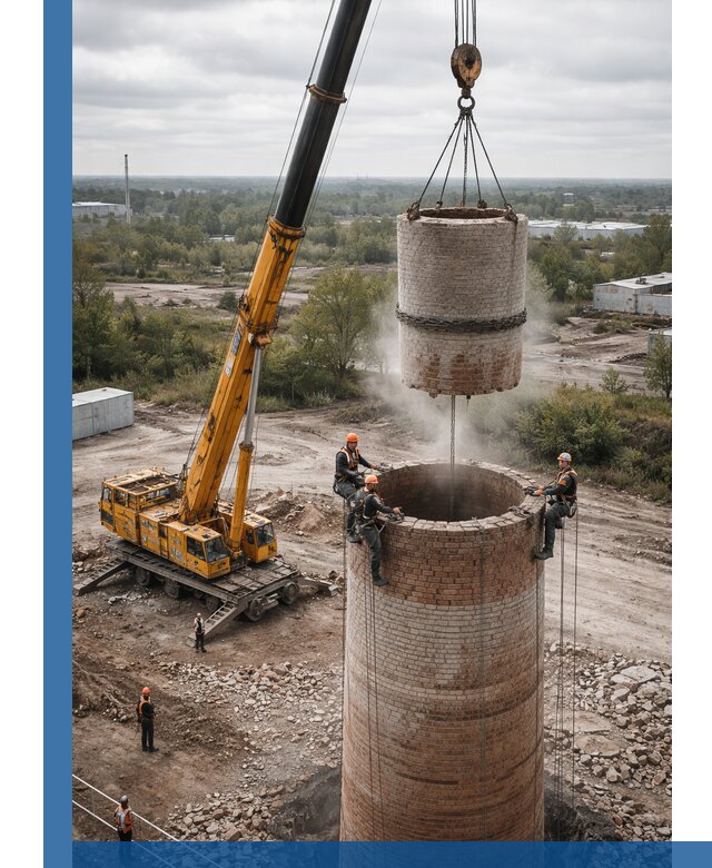 Демонтаж дымовой трубы в Карпинске с гарантиями безопасности