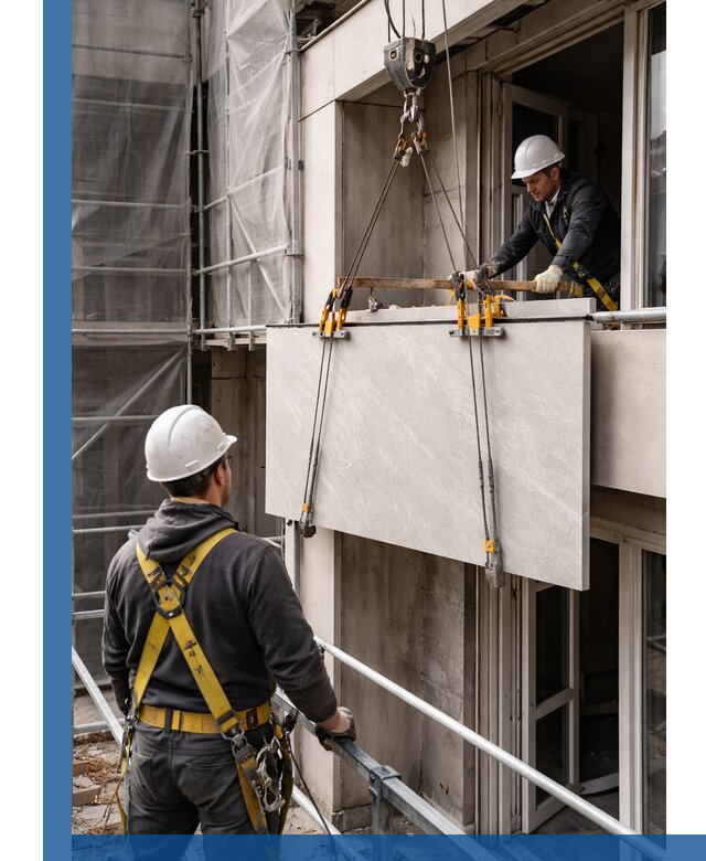 Подъем керамогранита на этаж в Карпинске грузчиками и техникой