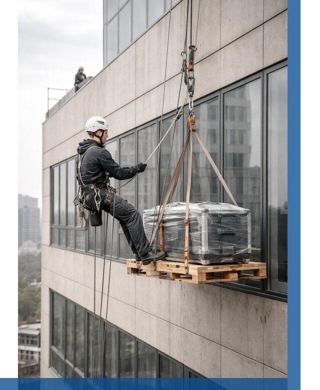 Спуск груза по фасаду в Карпинске от 3594 р. | ВЫСОТНИК-Кпн