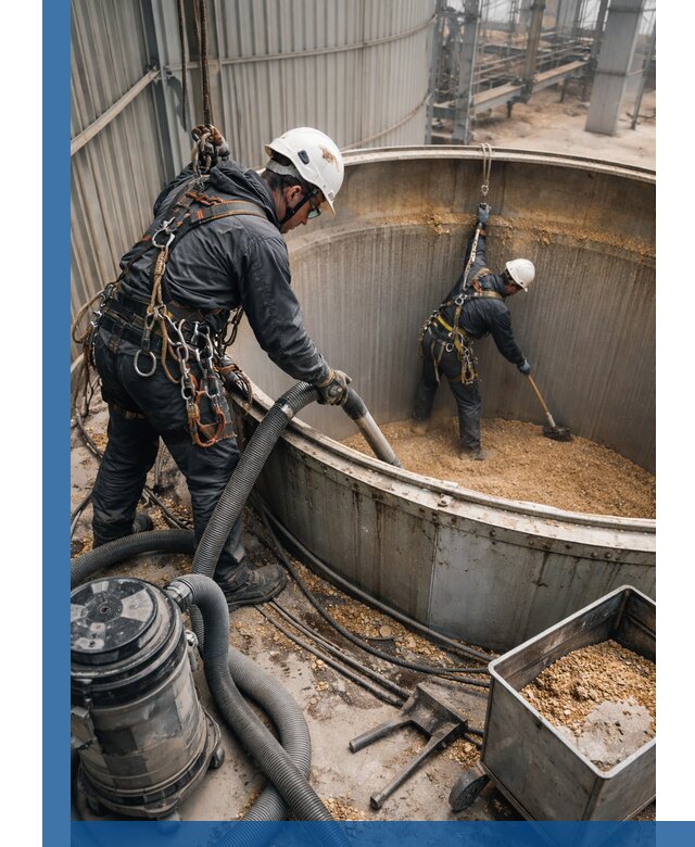 Профессиональная чистка зерновых бункеров в Карпинске с выездом