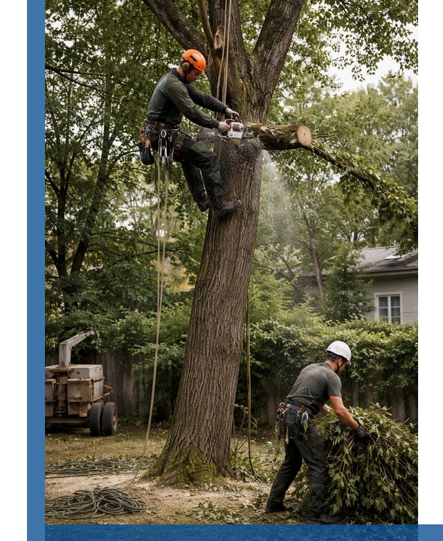 Кронирование деревьев в Карпинске, безопасная высотная обрезка