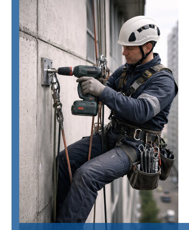 Установка анкерных точек для высотных работ в Карпинске